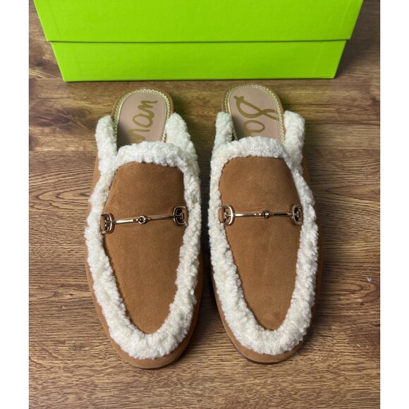 Sam Edelman Linnie Cozy Mule Faux Fur Lined In Brown Suede Size 8.5 M - Picture 1 of 7